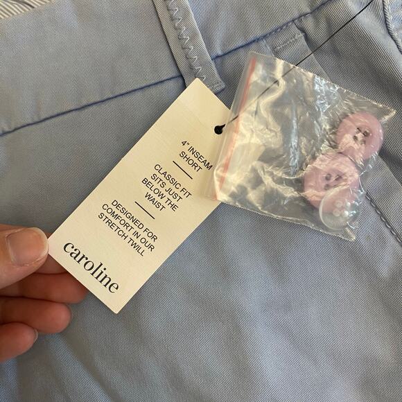 Crown & Ivy NWT Caroline Cotton Blend Shorts Womens Size 12P Blue - Picture 9 of 10